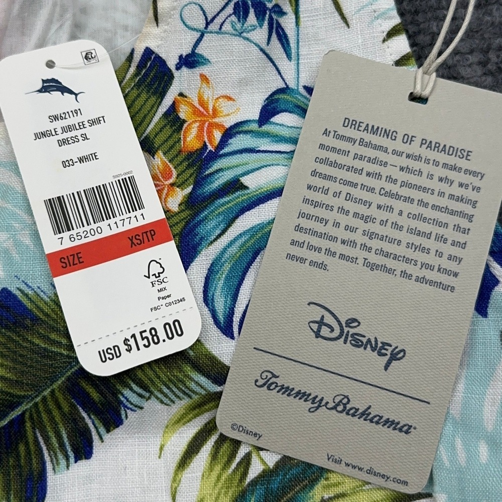 NEW Disney x Tommy Bahama Jungle Jubilee Shift Dress Womens XS 100% Linen Floral - Picture 3 of 11